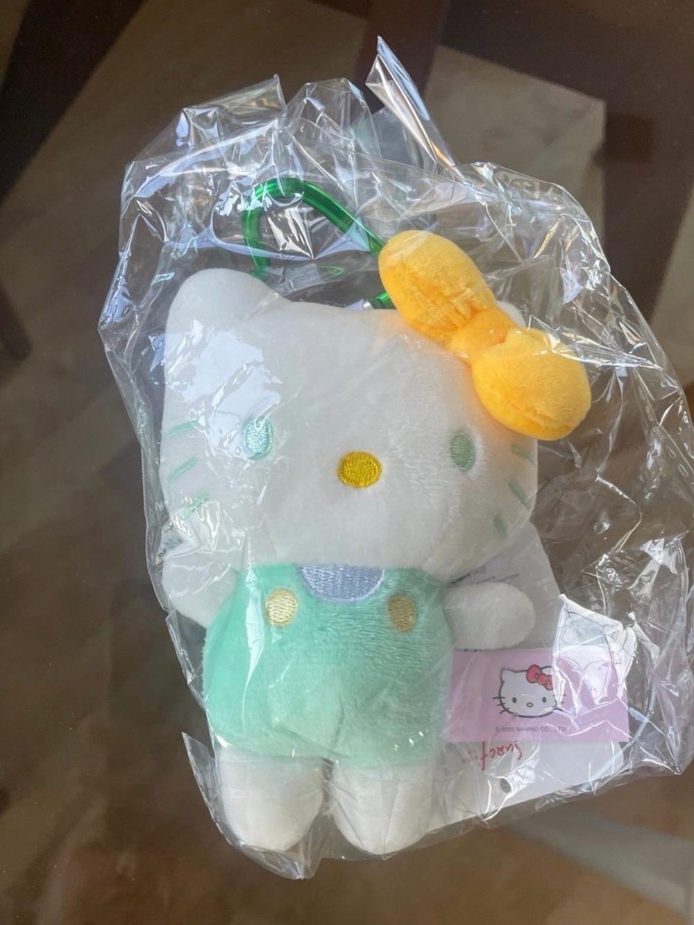 Hello Kitty Plush Keychain - White, Mint & Yellow Bow